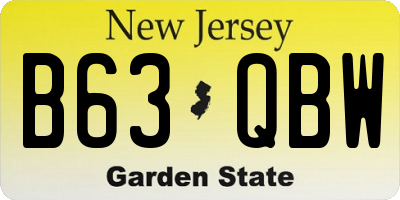 NJ license plate B63QBW