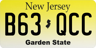 NJ license plate B63QCC