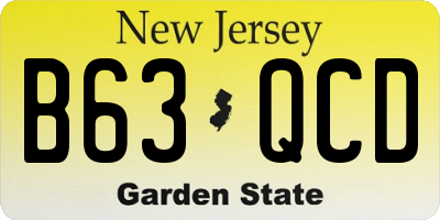 NJ license plate B63QCD