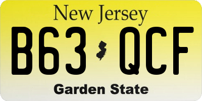 NJ license plate B63QCF
