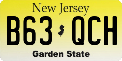 NJ license plate B63QCH