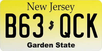 NJ license plate B63QCK