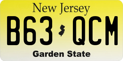 NJ license plate B63QCM