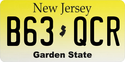 NJ license plate B63QCR