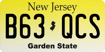 NJ license plate B63QCS