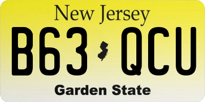 NJ license plate B63QCU