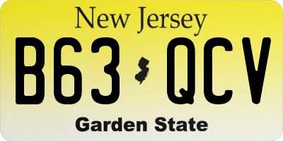 NJ license plate B63QCV