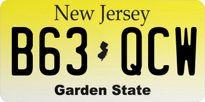 NJ license plate B63QCW
