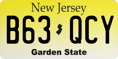 NJ license plate B63QCY