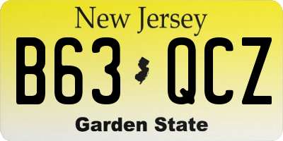 NJ license plate B63QCZ
