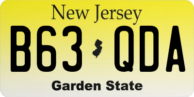 NJ license plate B63QDA