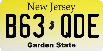 NJ license plate B63QDE