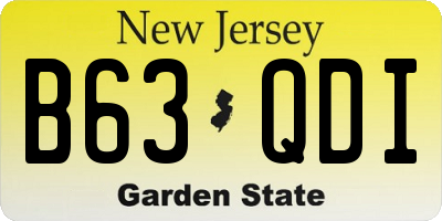 NJ license plate B63QDI