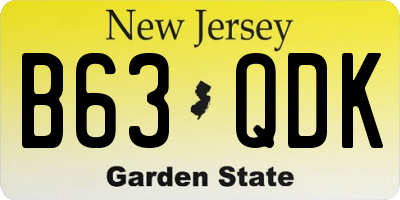 NJ license plate B63QDK