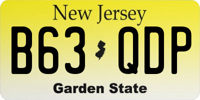 NJ license plate B63QDP