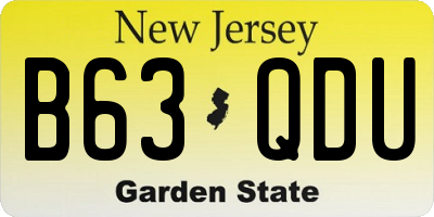 NJ license plate B63QDU