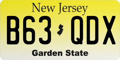 NJ license plate B63QDX
