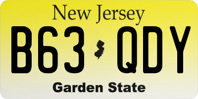 NJ license plate B63QDY