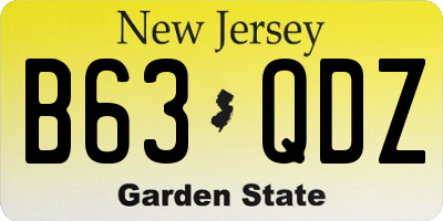 NJ license plate B63QDZ