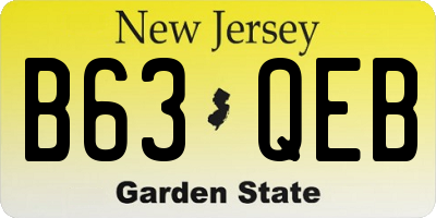 NJ license plate B63QEB