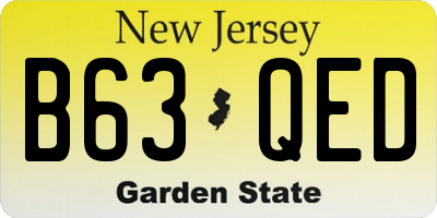 NJ license plate B63QED