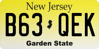 NJ license plate B63QEK