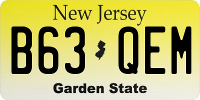 NJ license plate B63QEM
