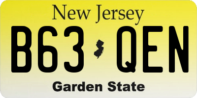 NJ license plate B63QEN