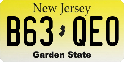 NJ license plate B63QEO