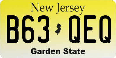 NJ license plate B63QEQ