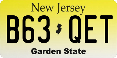 NJ license plate B63QET