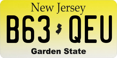 NJ license plate B63QEU