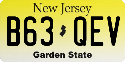 NJ license plate B63QEV