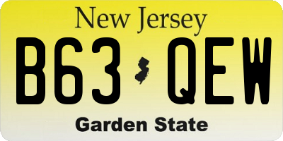NJ license plate B63QEW