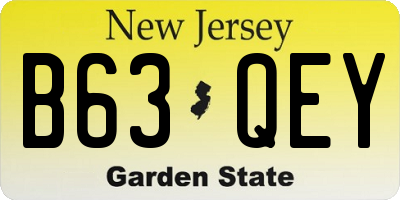 NJ license plate B63QEY