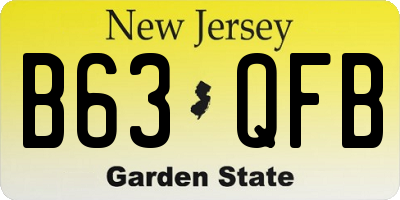 NJ license plate B63QFB