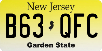 NJ license plate B63QFC