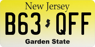 NJ license plate B63QFF
