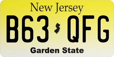NJ license plate B63QFG