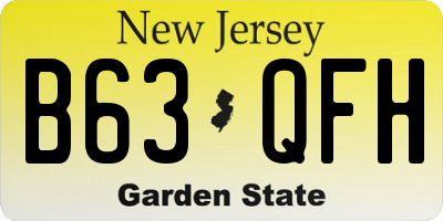 NJ license plate B63QFH