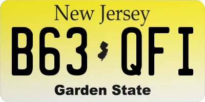 NJ license plate B63QFI