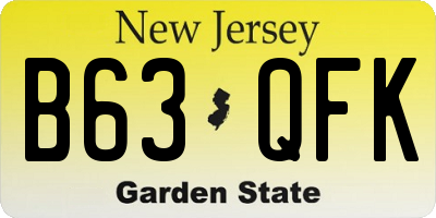 NJ license plate B63QFK