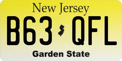 NJ license plate B63QFL