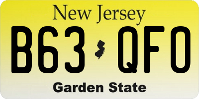 NJ license plate B63QFO