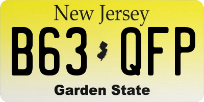NJ license plate B63QFP