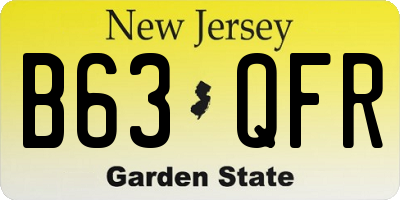 NJ license plate B63QFR
