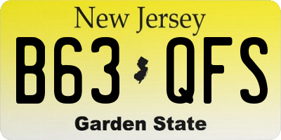 NJ license plate B63QFS