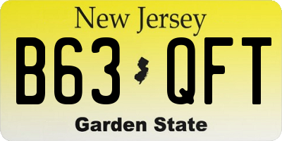 NJ license plate B63QFT