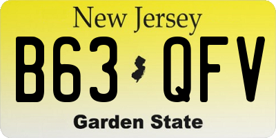 NJ license plate B63QFV