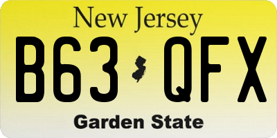 NJ license plate B63QFX